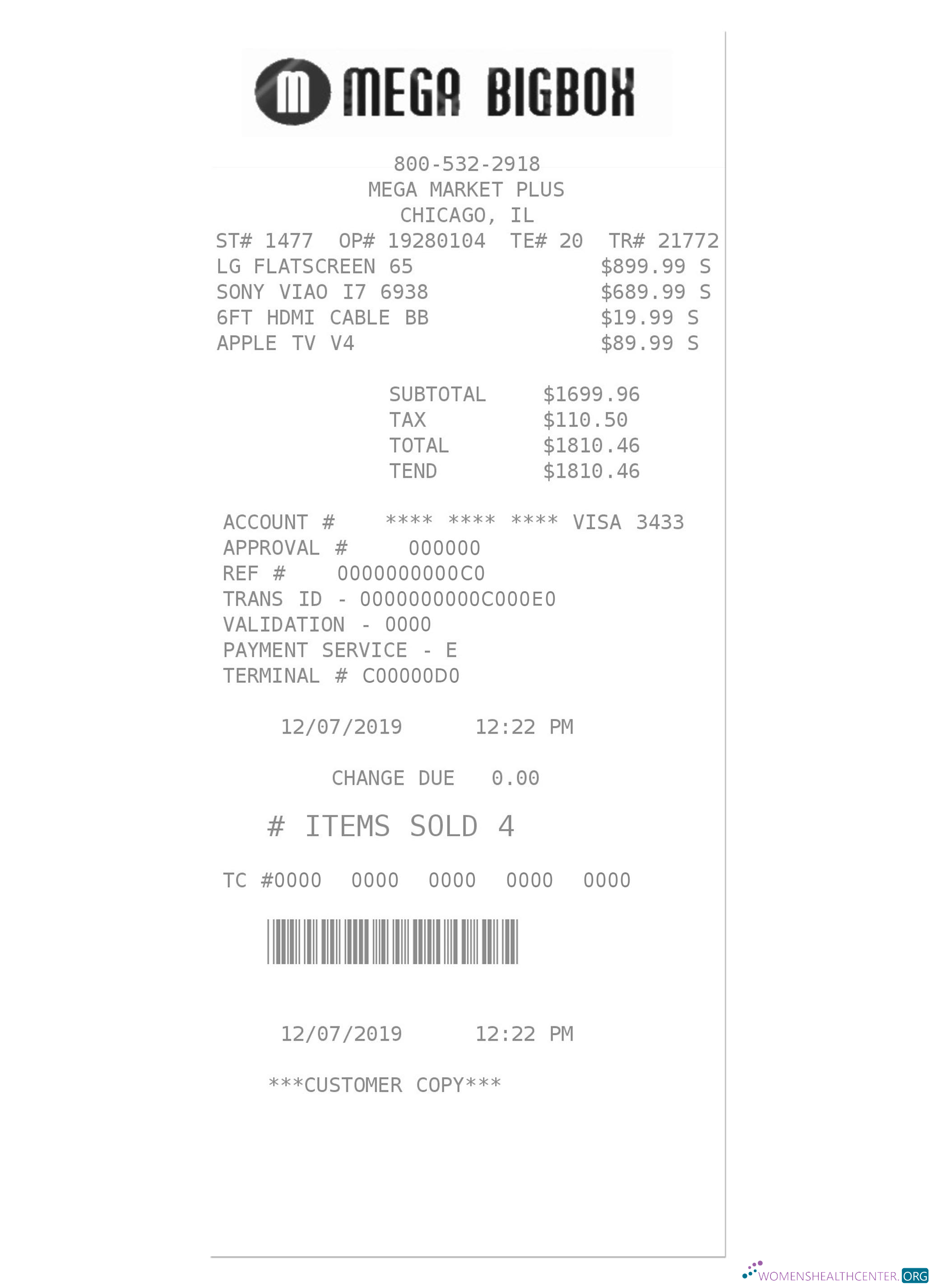 Download MEGA BIGBOX payment receipt Photoshop template